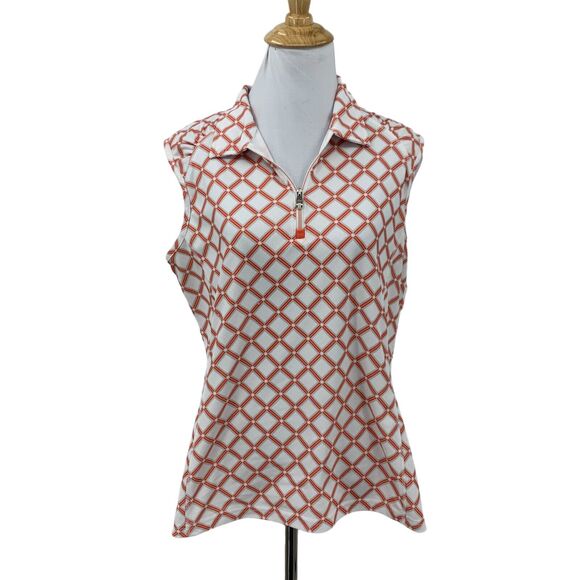 NVO Nivo Sport Polo Tank Womens L Large 1/4 Zip Sleeveless Collar Athletic Shirt - Picture 1 of 11